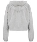 Cienka krótka bluza damska jednokolorowy basic z kapturem JULIA (Szary) Cienka krótka bluza damska jednokolorowy basic z kapturem JULIA (Szary)