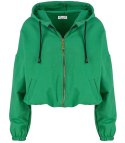 Cienka krótka bluza damska jednokolorowy basic z kapturem JULIA (Zielony) Cienka krótka bluza damska jednokolorowy basic z kapturem JULIA (Zielony)