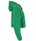 Cienka krótka bluza damska jednokolorowy basic z kapturem JULIA (Zielony) Cienka krótka bluza damska jednokolorowy basic z kapturem JULIA (Zielony)