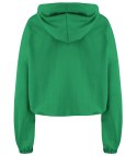 Cienka krótka bluza damska jednokolorowy basic z kapturem JULIA (Zielony) Cienka krótka bluza damska jednokolorowy basic z kapturem JULIA (Zielony)