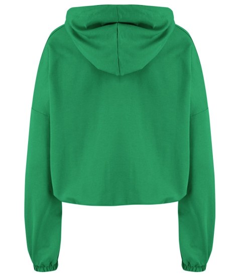 Cienka krótka bluza damska jednokolorowy basic z kapturem JULIA (Zielony) Cienka krótka bluza damska jednokolorowy basic z kapturem JULIA (Zielony)
