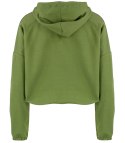 Cienka krótka bluza damska jednokolorowy basic z kapturem JULIA (Zielony) Cienka krótka bluza damska jednokolorowy basic z kapturem JULIA (Zielony)
