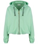 Cienka krótka bluza damska jednokolorowy basic z kapturem JULIA (Zielony) Cienka krótka bluza damska jednokolorowy basic z kapturem JULIA (Zielony)