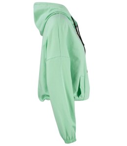 Cienka krótka bluza damska jednokolorowy basic z kapturem JULIA (Zielony)