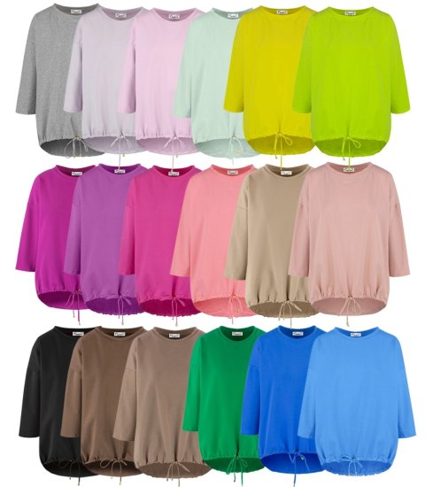 Cienka bawełniana bluza bluzka z wiązaniem na dole MOLANA (Beżowy) Cienka bawełniana bluza bluzka z wiązaniem na dole MOLANA (Beżowy)