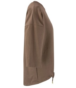 Cienka bawełniana bluza bluzka z wiązaniem na dole MOLANA (Brązowy)