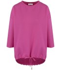 Cienka bawełniana bluza bluzka z wiązaniem na dole MOLANA (Różowy)