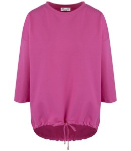 Cienka bawełniana bluza bluzka z wiązaniem na dole MOLANA (Różowy)
