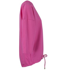 Cienka bawełniana bluza bluzka z wiązaniem na dole MOLANA (Różowy)