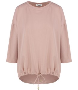 Cienka bawełniana bluza bluzka z wiązaniem na dole MOLANA (Różowy)