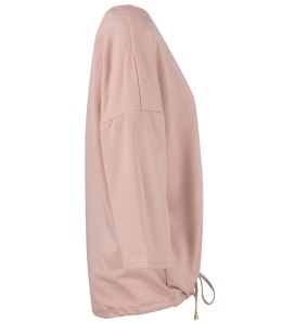 Cienka bawełniana bluza bluzka z wiązaniem na dole MOLANA (Różowy)