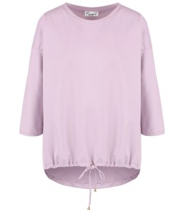 Cienka bawełniana bluza bluzka z wiązaniem na dole MOLANA (Różowy)