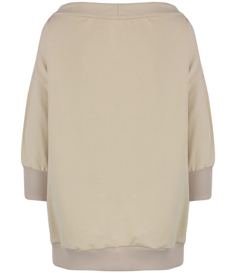 Bluza damska oversize z wiązaniem przy dekolcie GRETA (Beżowy) Bluza damska oversize z wiązaniem przy dekolcie GRETA (Beżowy)