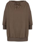 Bluza damska oversize z wiązaniem przy dekolcie GRETA (Brązowy) Bluza damska oversize z wiązaniem przy dekolcie GRETA (Brązowy)