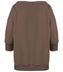 Bluza damska oversize z wiązaniem przy dekolcie GRETA (Brązowy) Bluza damska oversize z wiązaniem przy dekolcie GRETA (Brązowy)