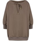 Bluza damska oversize z wiązaniem przy dekolcie GRETA (Brązowy) Bluza damska oversize z wiązaniem przy dekolcie GRETA (Brązowy)