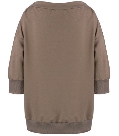 Bluza damska oversize z wiązaniem przy dekolcie GRETA (Brązowy) Bluza damska oversize z wiązaniem przy dekolcie GRETA (Brązowy)