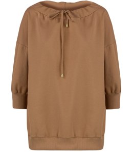 Bluza damska oversize z wiązaniem przy dekolcie GRETA (Brązowy)