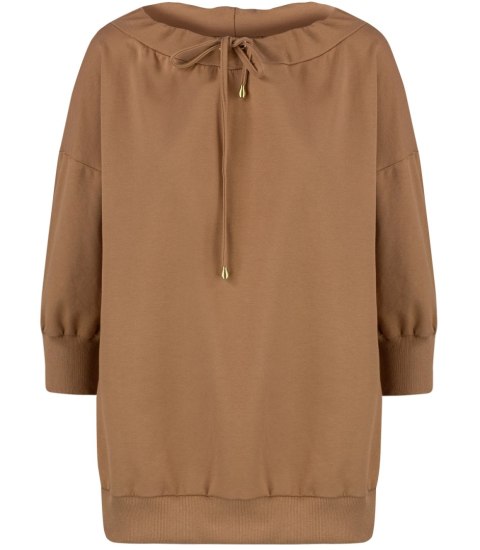 Bluza damska oversize z wiązaniem przy dekolcie GRETA (Brązowy) Bluza damska oversize z wiązaniem przy dekolcie GRETA (Brązowy)