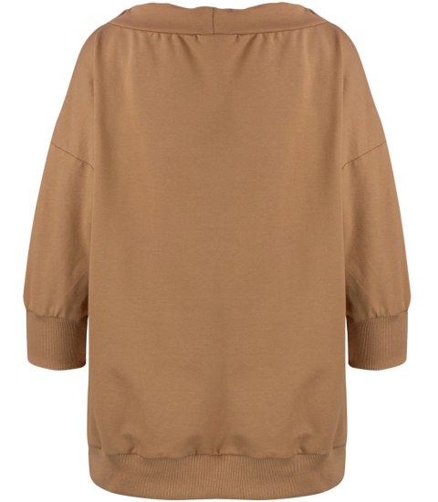 Bluza damska oversize z wiązaniem przy dekolcie GRETA (Brązowy) Bluza damska oversize z wiązaniem przy dekolcie GRETA (Brązowy)