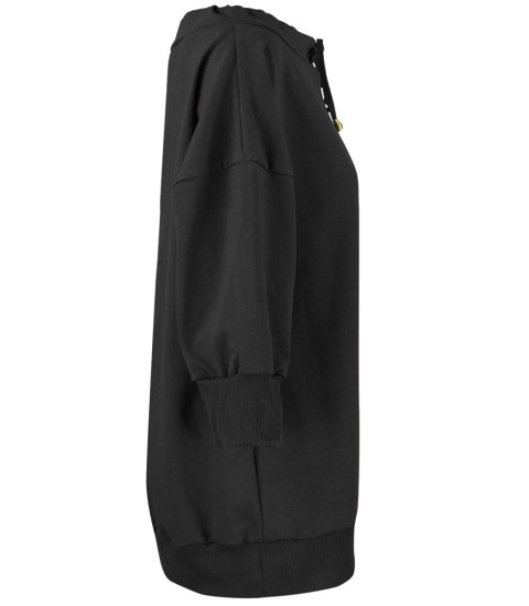 Bluza damska oversize z wiązaniem przy dekolcie GRETA (Czarny) Bluza damska oversize z wiązaniem przy dekolcie GRETA (Czarny)