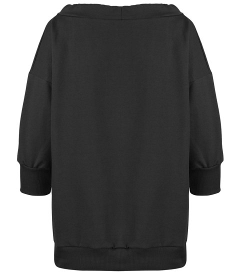 Bluza damska oversize z wiązaniem przy dekolcie GRETA (Czarny) Bluza damska oversize z wiązaniem przy dekolcie GRETA (Czarny)