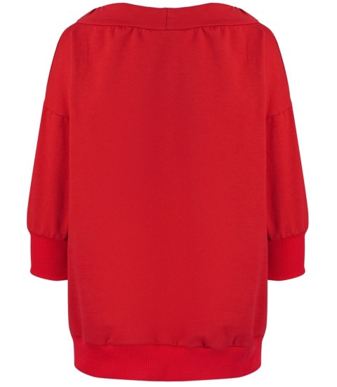 Bluza damska oversize z wiązaniem przy dekolcie GRETA (Czerwony) Bluza damska oversize z wiązaniem przy dekolcie GRETA (Czerwony)