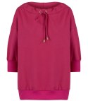 Bluza damska oversize z wiązaniem przy dekolcie GRETA (Różowy)