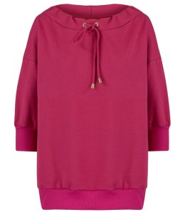Bluza damska oversize z wiązaniem przy dekolcie GRETA (Różowy)