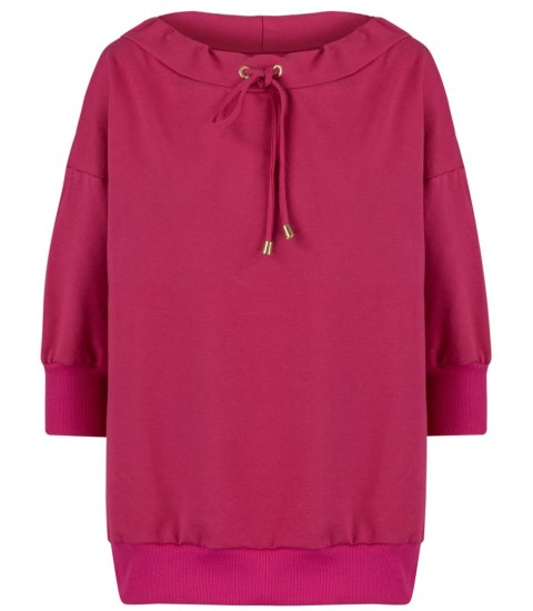 Bluza damska oversize z wiązaniem przy dekolcie GRETA (Różowy)