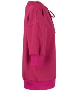 Bluza damska oversize z wiązaniem przy dekolcie GRETA (Różowy)