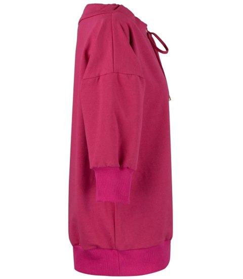 Bluza damska oversize z wiązaniem przy dekolcie GRETA (Różowy) Bluza damska oversize z wiązaniem przy dekolcie GRETA (Różowy)