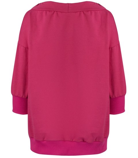 Bluza damska oversize z wiązaniem przy dekolcie GRETA (Różowy) Bluza damska oversize z wiązaniem przy dekolcie GRETA (Różowy)