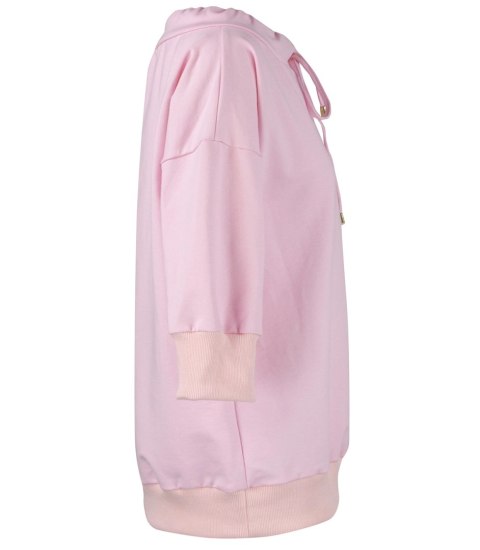 Bluza damska oversize z wiązaniem przy dekolcie GRETA (Różowy) Bluza damska oversize z wiązaniem przy dekolcie GRETA (Różowy)