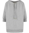 Bluza damska oversize z wiązaniem przy dekolcie GRETA (Szary) Bluza damska oversize z wiązaniem przy dekolcie GRETA (Szary)