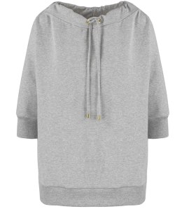 Bluza damska oversize z wiązaniem przy dekolcie GRETA (Szary)