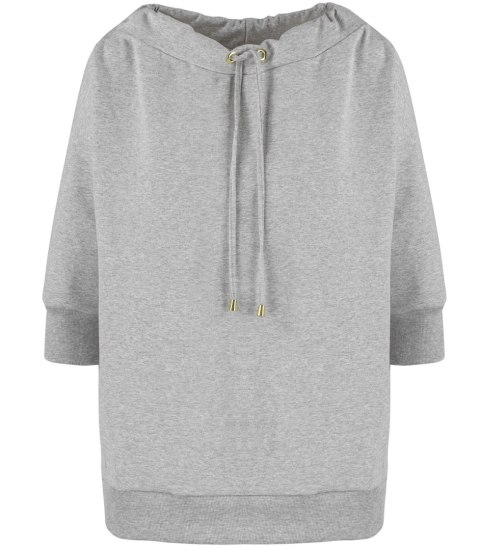 Bluza damska oversize z wiązaniem przy dekolcie GRETA (Szary) Bluza damska oversize z wiązaniem przy dekolcie GRETA (Szary)