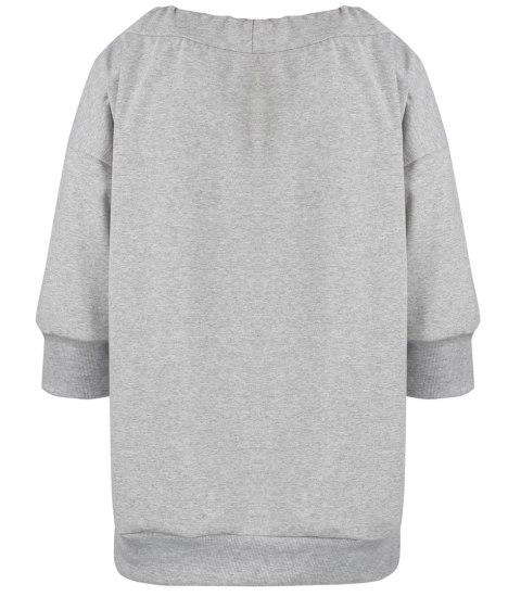 Bluza damska oversize z wiązaniem przy dekolcie GRETA (Szary) Bluza damska oversize z wiązaniem przy dekolcie GRETA (Szary)