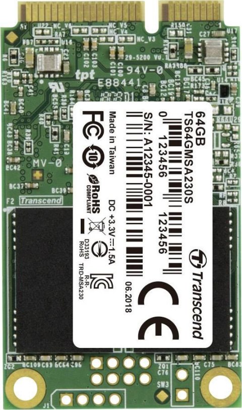 Dysk SSD TRANSCEND TS64GMSA230S (mSATA″ /64 GB ) Dysk SSD TRANSCEND TS64GMSA230S (mSATA″ /64 GB )