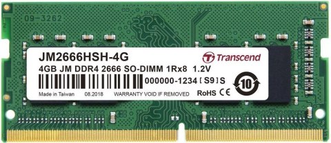 Pamięć TRANSCEND (SODIMM/DDR4/4 GB/2666MHz/1.2V/SINGLE) Pamięć TRANSCEND (SODIMM/DDR4/4 GB/2666MHz/1.2V/SINGLE)