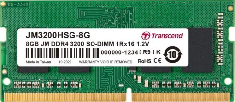 Pamięć TRANSCEND (SODIMM/DDR4/8 GB/3200MHz/1.2V/22CL/SINGLE) Pamięć TRANSCEND (SODIMM/DDR4/8 GB/3200MHz/1.2V/22CL/SINGLE)