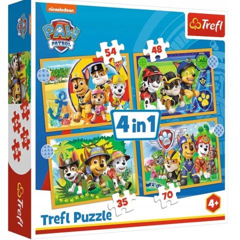 Puzzle 4w1 Psi Patrol wakacyjny 4+ Trefl 34395 Puzzle 4w1 Psi Patrol wakacyjny 4+ Trefl 34395