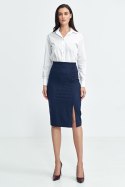 Spódnica ołówkowa z guzikami na boku prążek SP77 Navy - Nife - 38 Spódnica ołówkowa z guzikami na boku prążek SP77 Navy - Nife - 38