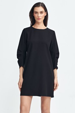 Sukienka z zakładkami na rękawach S258 Black - Nife - 40