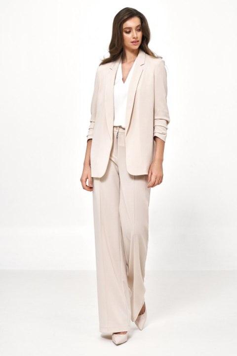 Beżowa marynarka bez zapięcia Z49 Beige - Nife - 38 Beżowa marynarka bez zapięcia Z49 Beige - Nife - 38