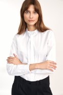 Biała koszula z wiązaniem pod szyją K62 White - Nife - 36 Biała koszula z wiązaniem pod szyją K62 White - Nife - 36