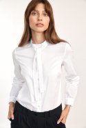 Biała koszula z wiązaniem pod szyją K62 White - Nife - 40 Biała koszula z wiązaniem pod szyją K62 White - Nife - 40