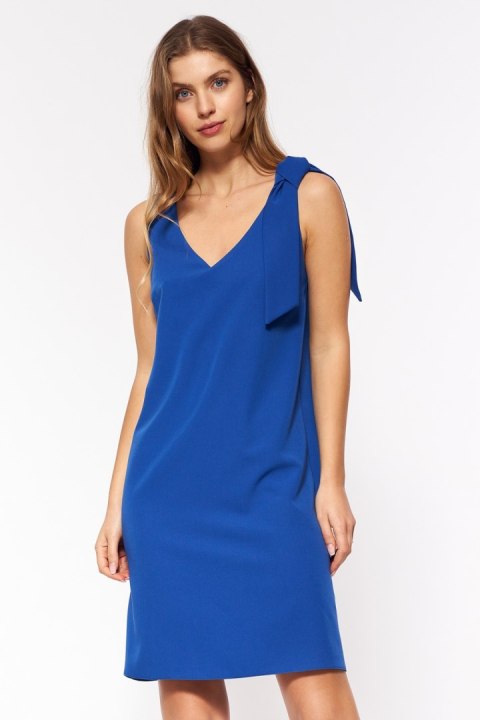 Chabrowa sukienka z szarfą S198 Blue - Nife - 44 Chabrowa sukienka z szarfą S198 Blue - Nife - 44