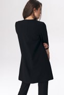 Czarny długi żakiet damski Z34 Black - Nife - 38 Czarny długi żakiet damski Z34 Black - Nife - 38