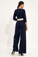 Elegancki kombinezon z długim rękawem KM27 Navy - Nife - 36 Elegancki kombinezon z długim rękawem KM27 Navy - Nife - 36